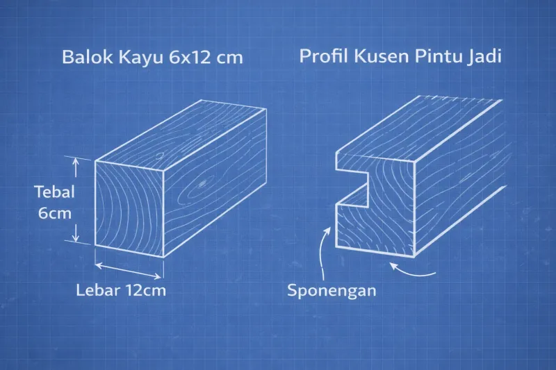 Diagram Penampang Kayu Balok dan Kusen