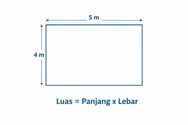 Ilustrasi cara mengukur luas lantai ruangan