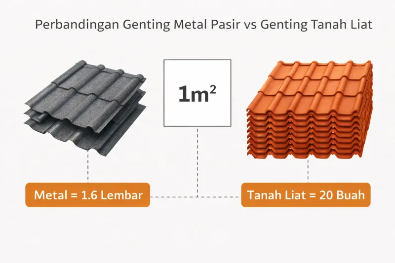 Infografis Perbandingan Kebutuhan Genteng per m2