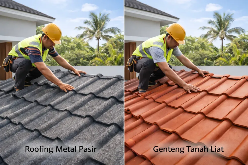 Perbandingan Kebutuhan Genteng Metal Pasir vs Tanah Liat