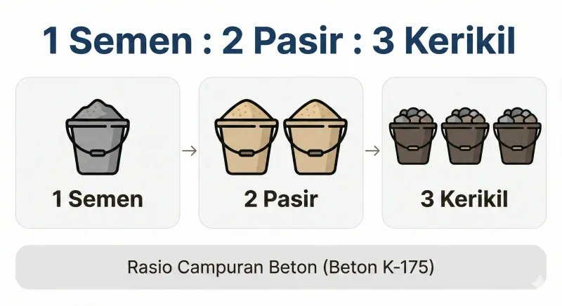 Visualisasi Perbandingan Campuran Beton 1:2:3